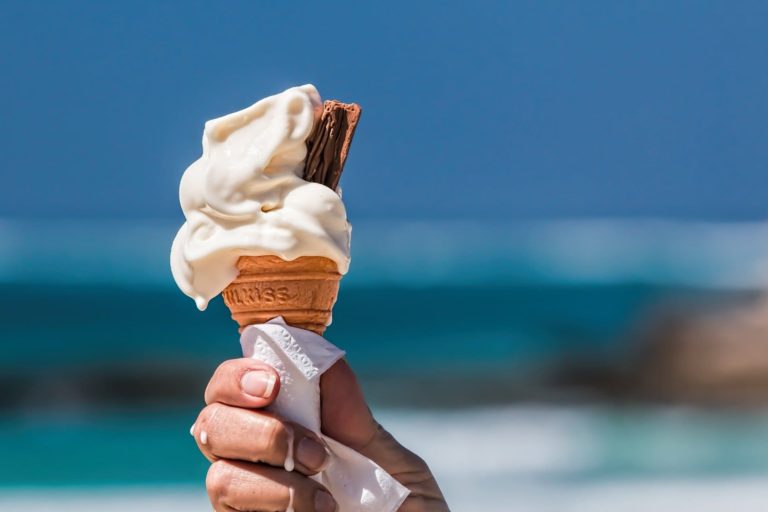 ice cream cone in hand