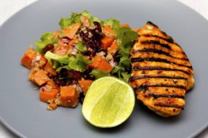 Grilled Chicken on Plate with Lime